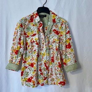 EUC Jones New York Floral Elbow Sleeve Size Petite Large